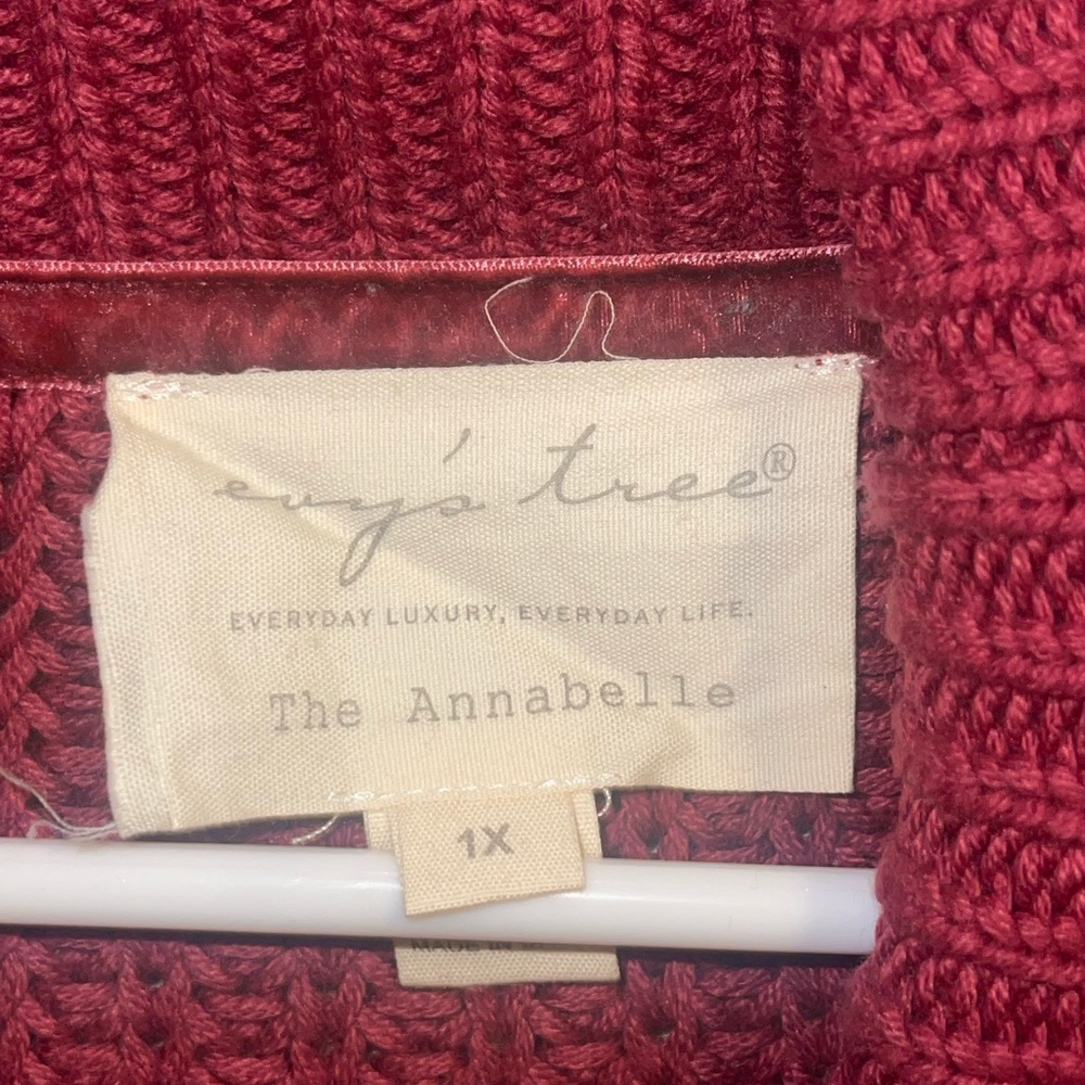 Evy’s Tree 1X The Annabelle Cranberry Colored Long Cardigan - Picture 2 of 5